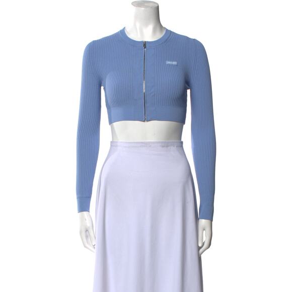 Miu Miu Crew Neck Blue Crop Top Size 36